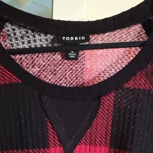 Torrid Red and Black Checkered Sweatshirt